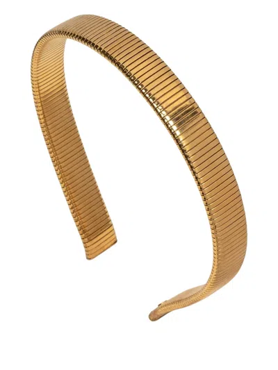 Jennifer Behr Lena Ribbed Headband In Gold