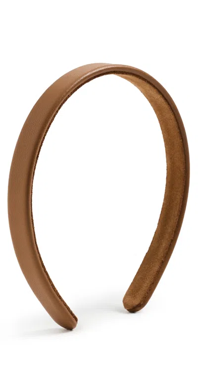 Jennifer Behr Leon Leather Headband Saddle In Brown