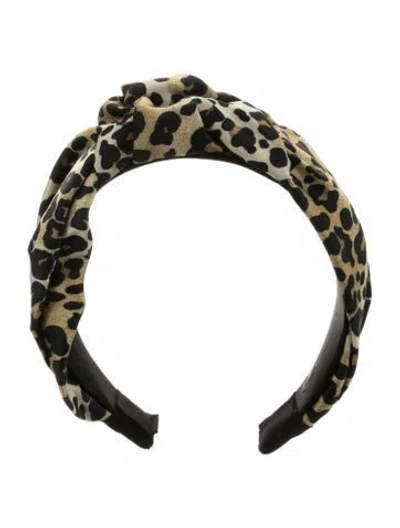 Pre-owned Jennifer Behr Leopard Print Knotted Headband In Brown