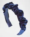 Jennifer Behr Lia Knot Velvet Headband In Navy