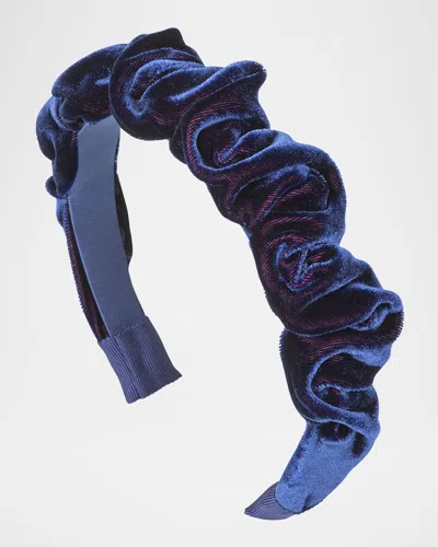 Jennifer Behr Lia Knot Velvet Headband In Blue
