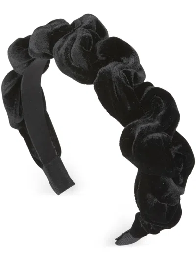 Jennifer Behr Lia Knot Velvet Headband In Black