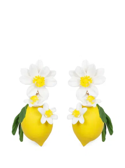 Jennifer Behr Limoncello Floral-detail Earrings In Yellow