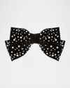 Jennifer Behr Loren Crystal-embellished Velvet Bow Barrette In Black Crystal
