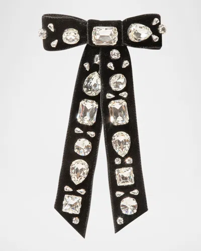 Jennifer Behr Lucia Bow Barrette In Black Crystal