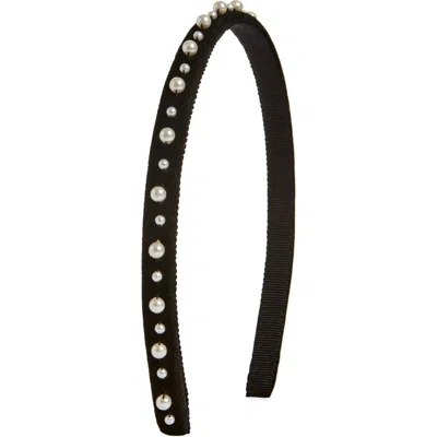 JENNIFER BEHR JENNIFER BEHR LULU CRYSTAL FAUX PEARL VELVET HEADBAND
