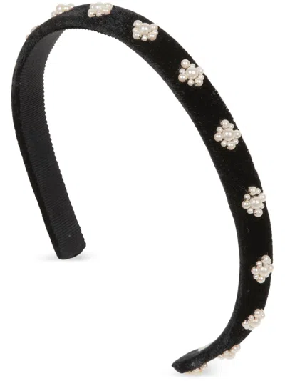 Jennifer Behr Maggie Pearl-embellished Headband In Black