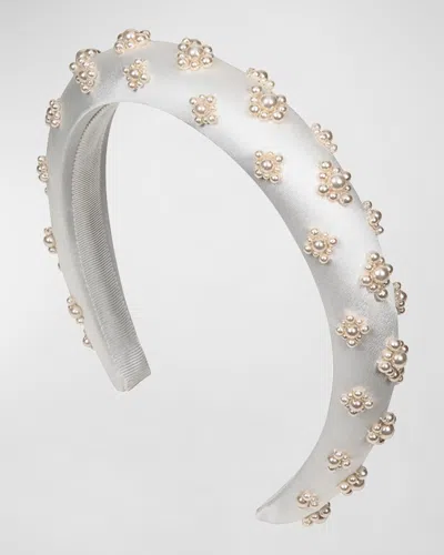 Jennifer Behr Margot Pearly Padded Headband In White