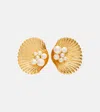 Jennifer Behr Gold  White Earrings