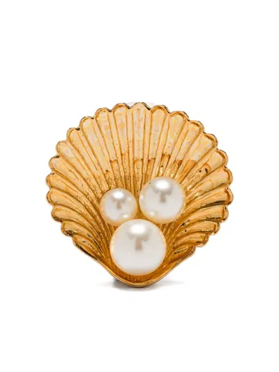 Jennifer Behr Gold  White Earrings