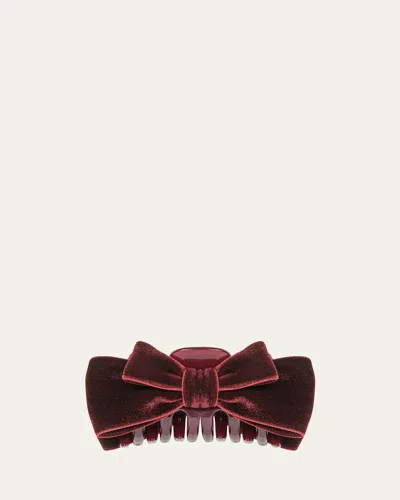 Jennifer Behr Matilda Velvet Bow Jaw Clip In Pinot