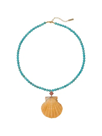 Jennifer Behr Melina Shell-pendant Necklace In Blue