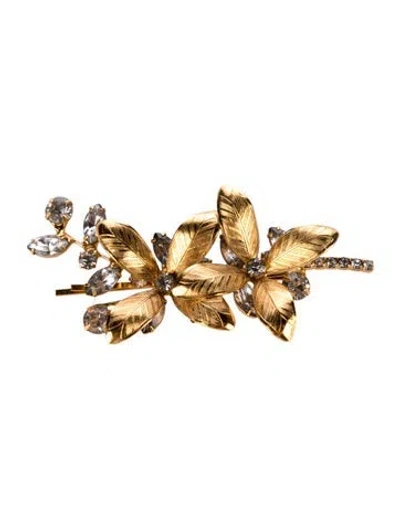 Pre-owned Jennifer Behr Metal Floral Hair Clip In Gold