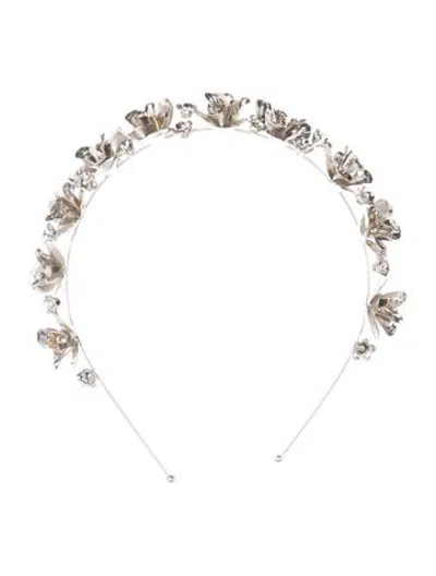 Pre-owned Jennifer Behr Metal Floral Headband In Silver