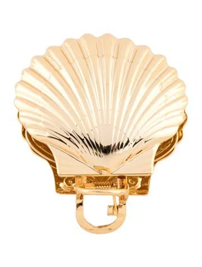 Pre-owned Jennifer Behr Metal Shell-shaped Claw Clasp In Gold