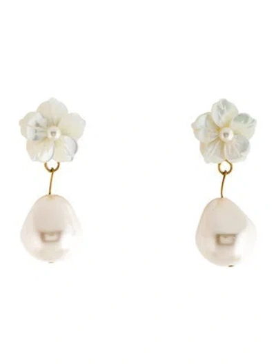 Pre-owned Jennifer Behr Mina Faux Pearl Drop Earrings In White