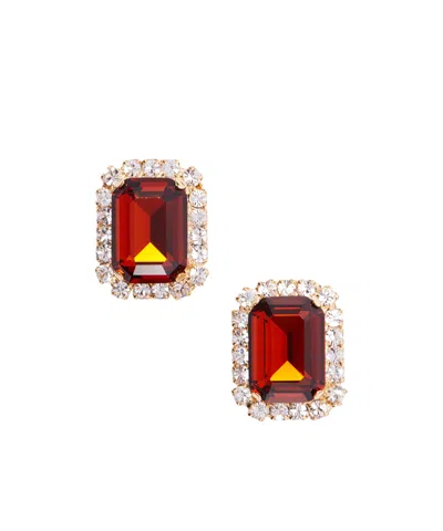 Jennifer Behr Diana Gold-plated Topaz And Crystal Earrings In Red