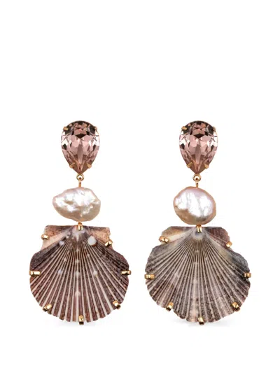 Jennifer Behr Moray Shell Statement Earrings In Pink