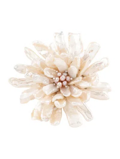 Pre-owned Jennifer Behr Mother Of Pearl & Pearl Blythe Brooch Pin In Multicolor