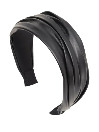Jennifer Behr Natasha Pleated Headband In Black