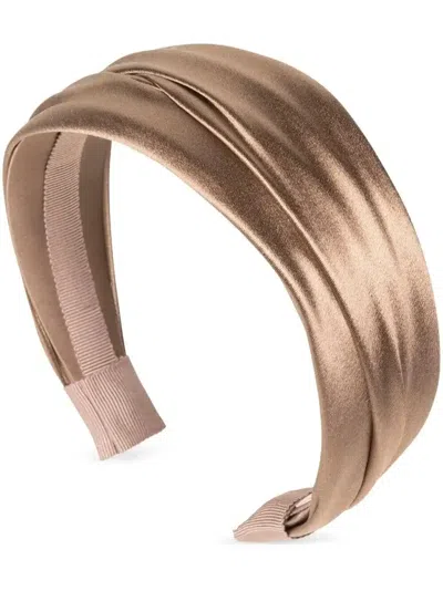 Jennifer Behr Natasha Satin-finish Headband In Brown
