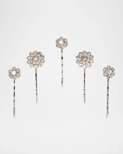 Jennifer Behr Nora Crystal Bobby Pin Set In Neutral