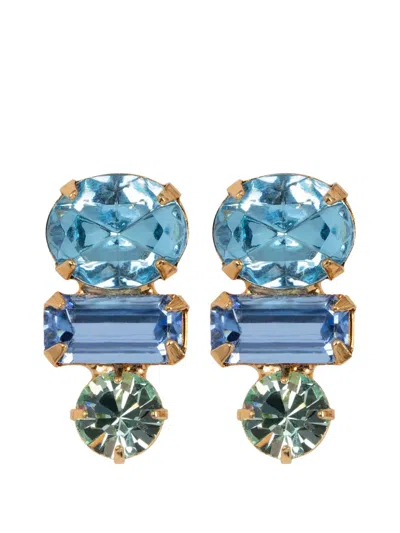 Jennifer Behr Patricia Crystal-embellished Earrings In Blue