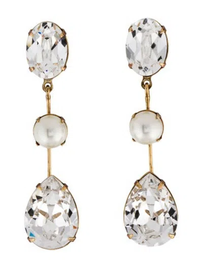 Pre-owned Jennifer Behr Pearl & Crystal Drop Earrings In Multicolor