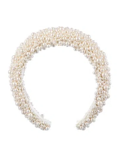 Pre-owned Jennifer Behr Pearl Beaded Headband In Neutral