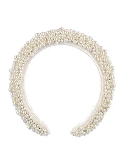 Pre-owned Jennifer Behr Pearl Beaded Headband In Neutrals