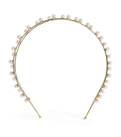 Jennifer Behr Pearl-embellished Double Ayla Headband In Gold
