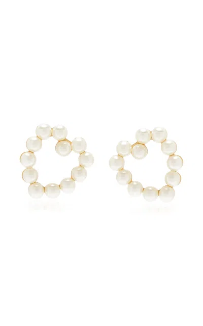Jennifer Behr Pearl Heart Earrings In White