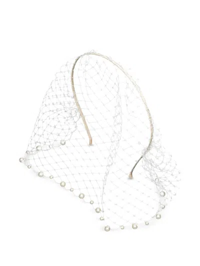 Jennifer Behr Perline Voilette Embellished Veil In White