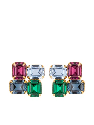 Jennifer Behr Piccolo Crystal Square Mosaic Stud Earrings In Multi