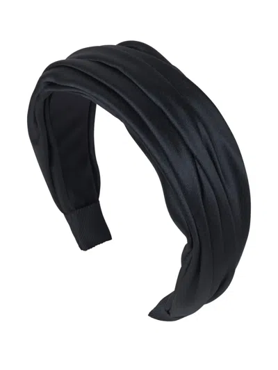 Jennifer Behr Pleated Silk Headband In Blue