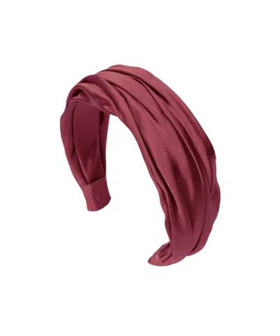 Jennifer Behr Pleated Wide Headband In Red