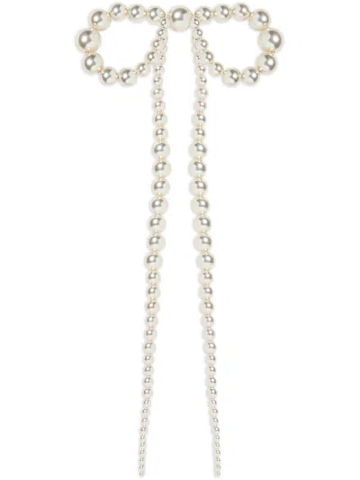 Jennifer Behr Presley Beaded Bow Barrette In Pearl