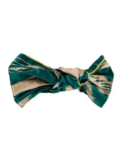 Pre-owned Jennifer Behr Printed Silk Headband In Green/neutrals