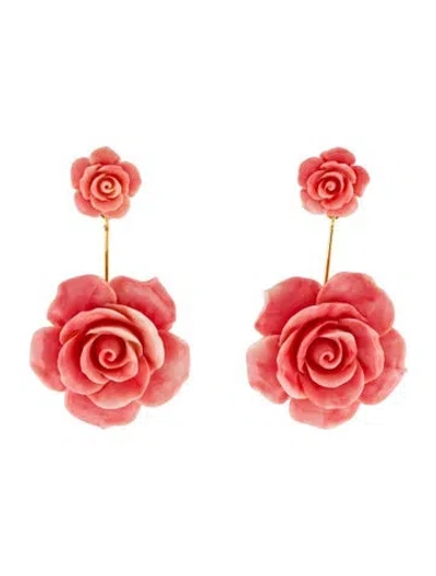 Pre-owned Jennifer Behr Resin Rose Drop Earrings In Multi