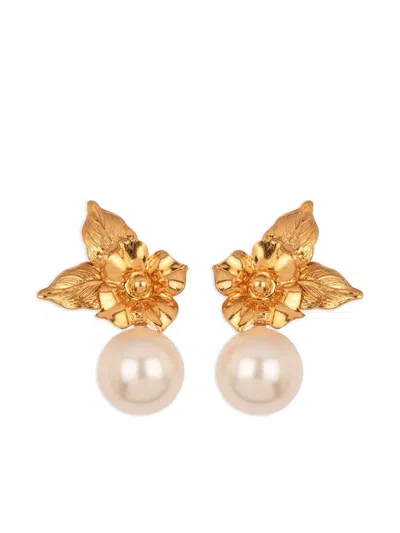 Jennifer Behr Rici Flower Pearl Earrings In Gold