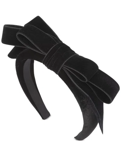 Jennifer Behr Rochel Bow Silk Headband In Black