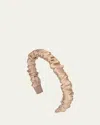 Jennifer Behr Rory Ruched Satin Headband In Almond