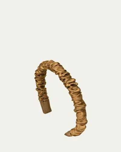 Jennifer Behr Rory Ruched Satin Headband In Black