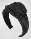 Jennifer Behr Rosalina Silk Wide Headband In Black
