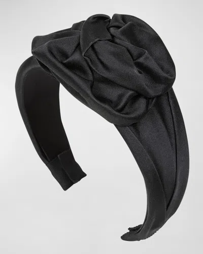 Jennifer Behr Rosalina Silk Wide Headband In Black