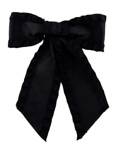 Pre-owned Jennifer Behr Ruffled Bow Hair Clip In Black