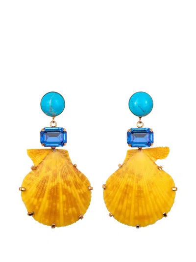 Jennifer Behr Safira Shell-pendant Earrings In Yellow