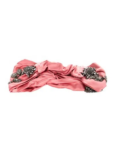 Pre-owned Jennifer Behr Satin Crystal Headband In Pink
