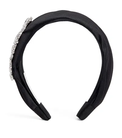 Jennifer Behr Satin Embellished Harriet Headband In Black