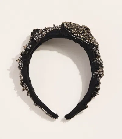 Jennifer Behr Satin Embellished Scarlette Headband In Black